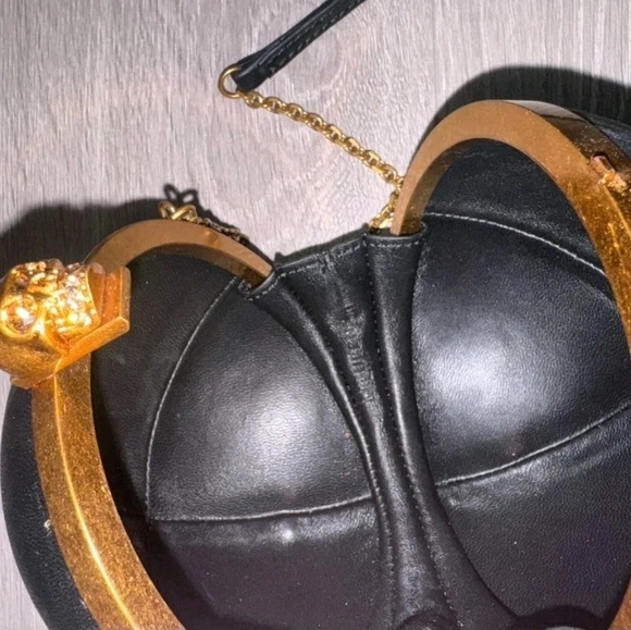 Alexander Mcqueen Black and Gold Skull Clutch